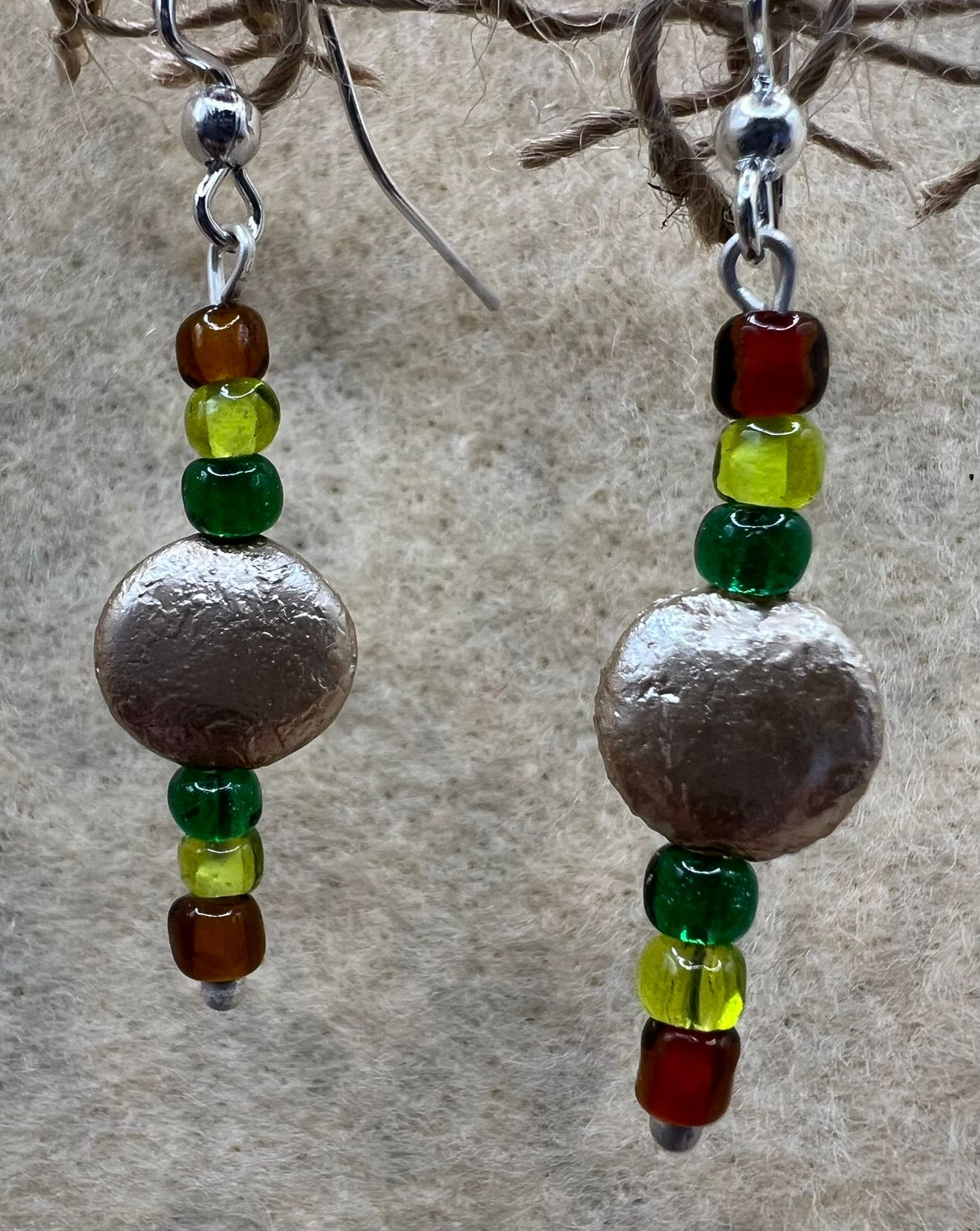 Gold round bead earrings