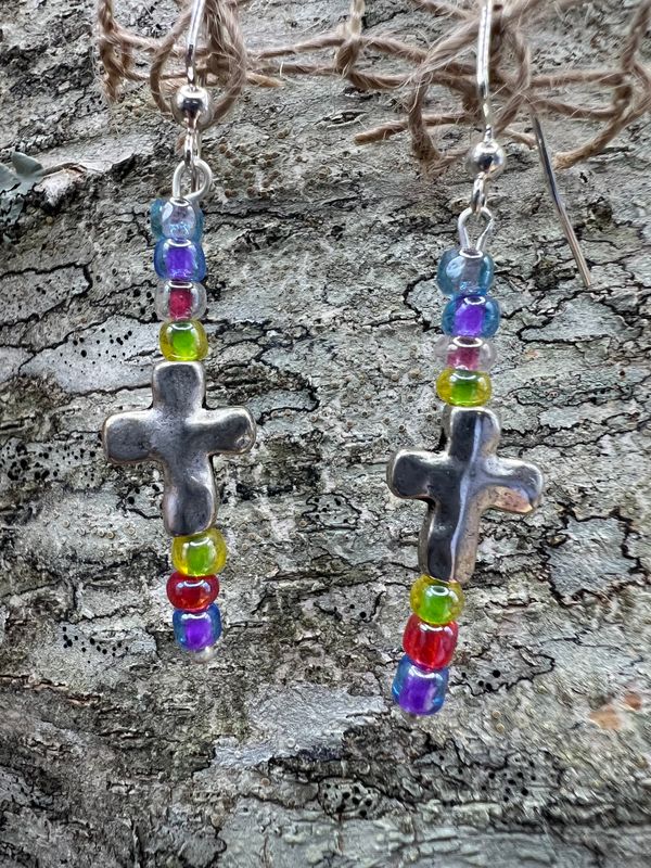 Multicolor Cross Earrings