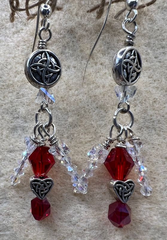 Hand Beaded Heart Earrings
