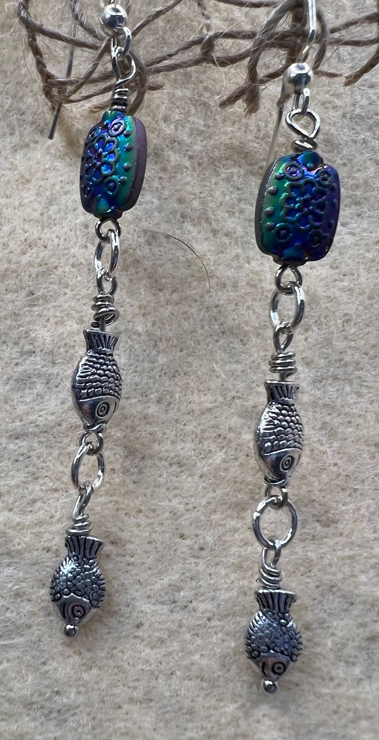Hand beaded Fish Earrings
