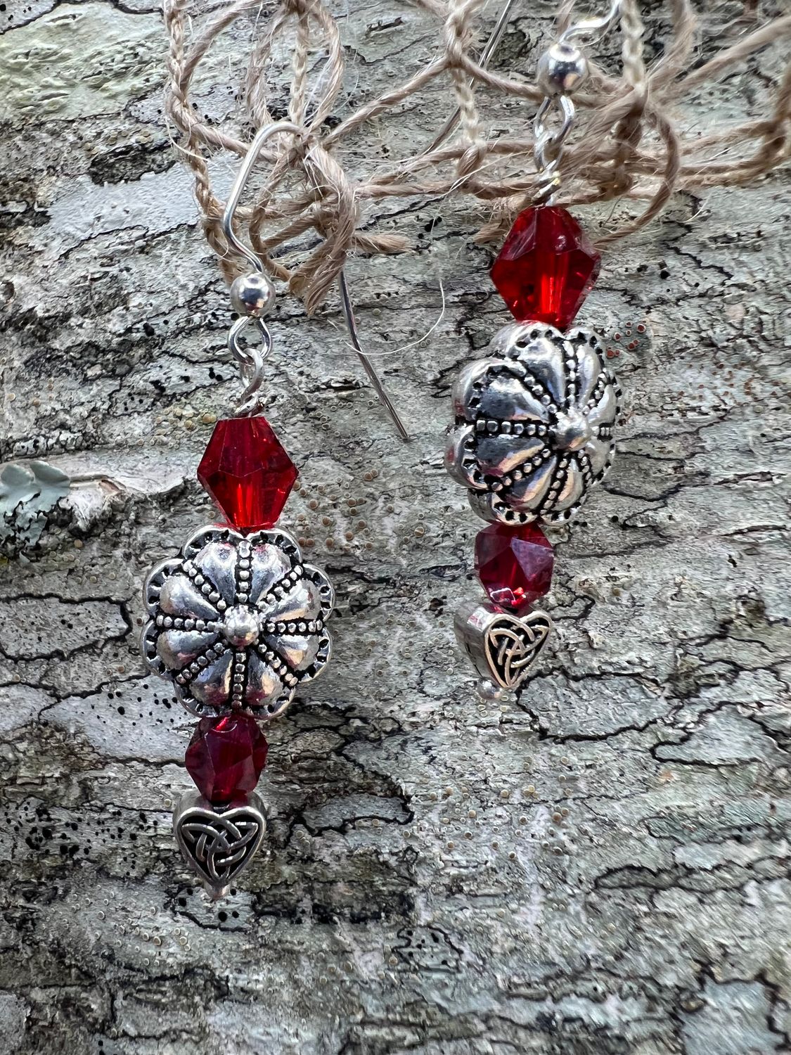 Red Flower Earrings