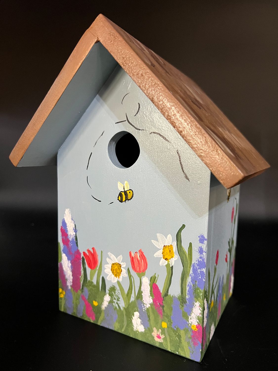 Hand Painted Blue Bird House