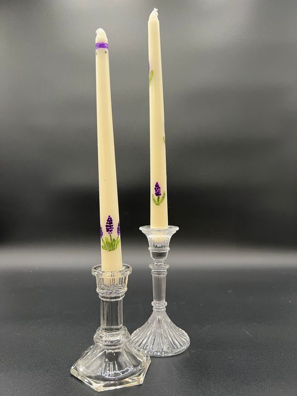 Hand-painted Off-white Candlesticks