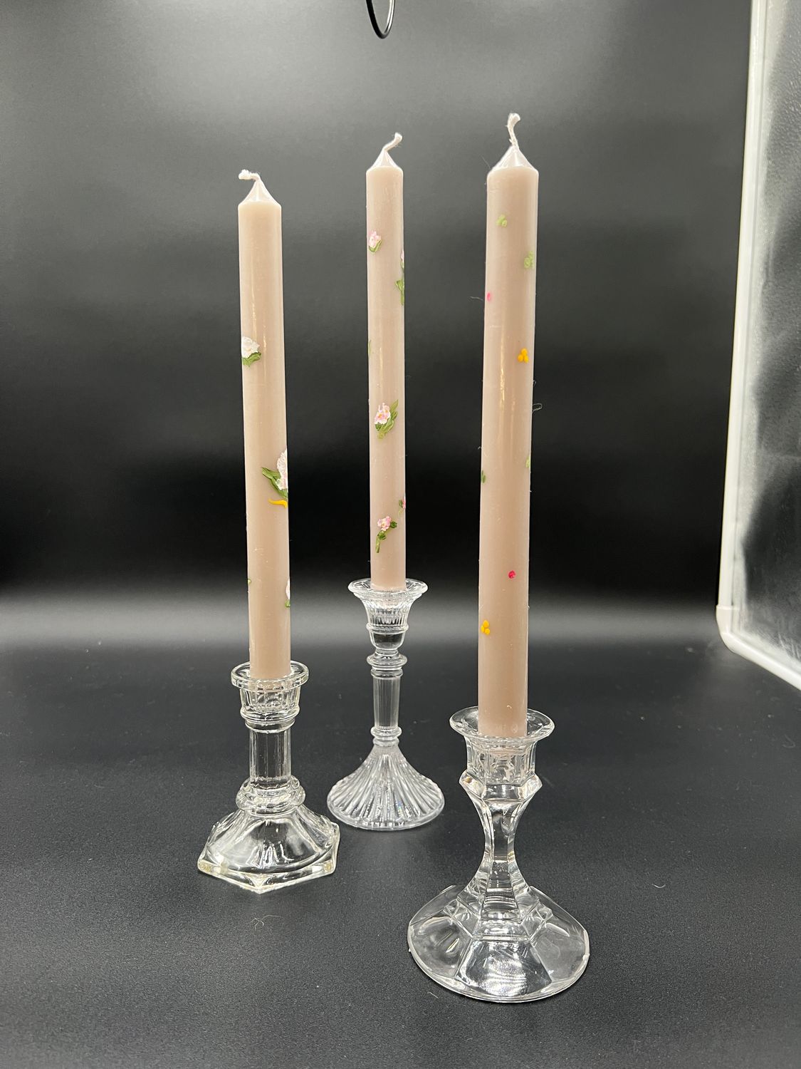 Hand-painted Gray Candlesticks