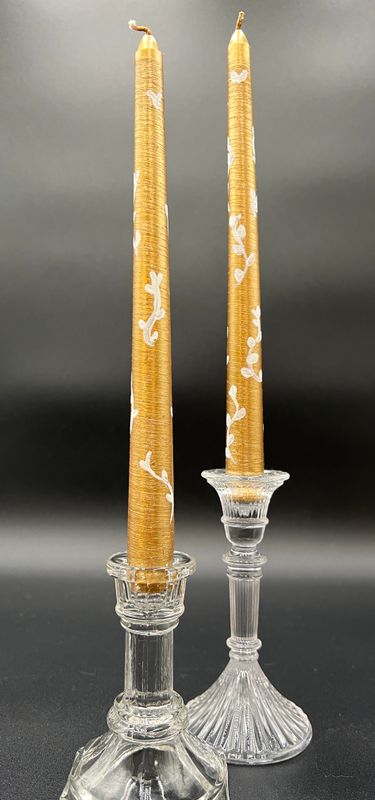 Hand-painted Gold Candlesticks