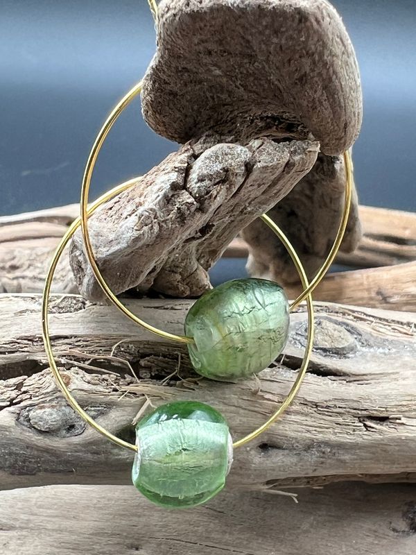 Handmade Beaded Earrings 1-1/4&quot; hoop