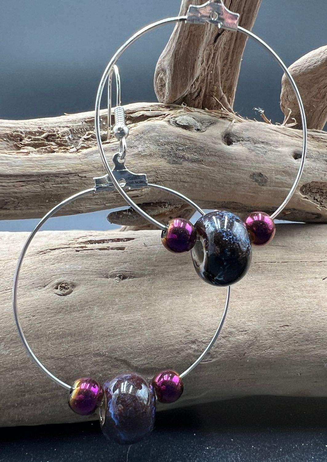 Handmade Beaded Earrings 1-1/2&quot; hoop