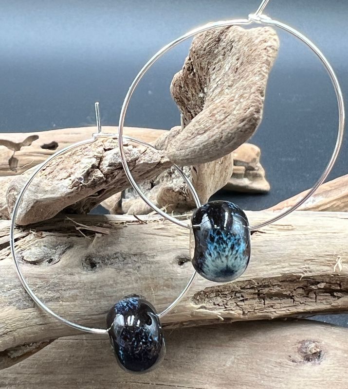 Handmade Beaded Earrings 1-1/4&quot; hoop