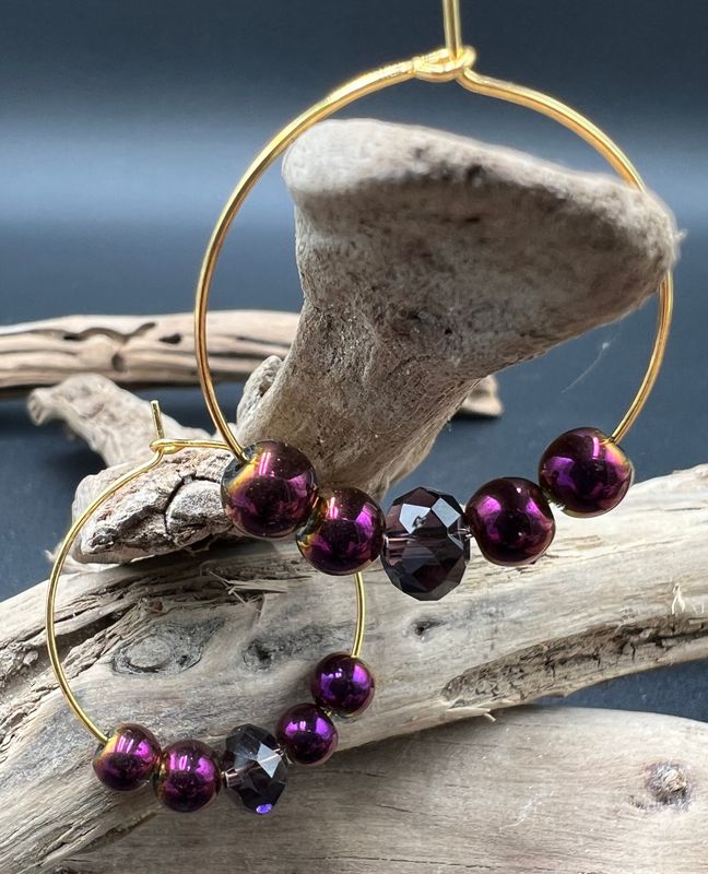 Handmade Beaded Earrings 1&quot; hoop