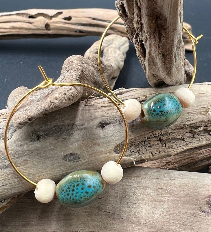Handmade Beaded Earrings 1&quot; hoop