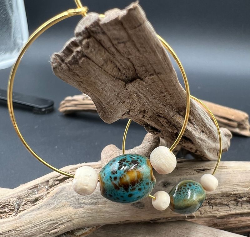 Hand Beaded Jewelry 1-1/4&quot; hoop