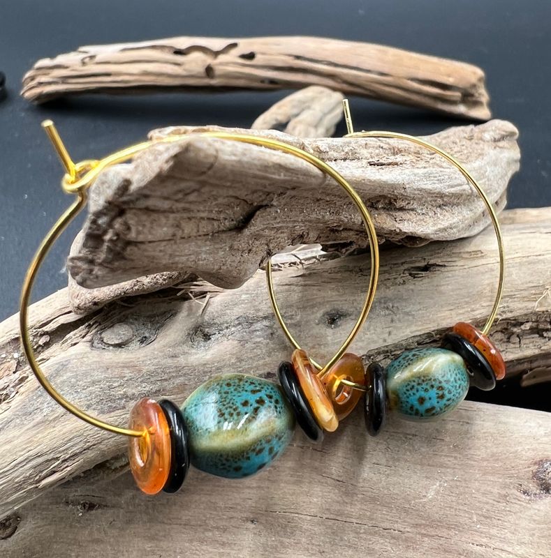Hand Beaded Jewelry 1-1/4&quot; hoop