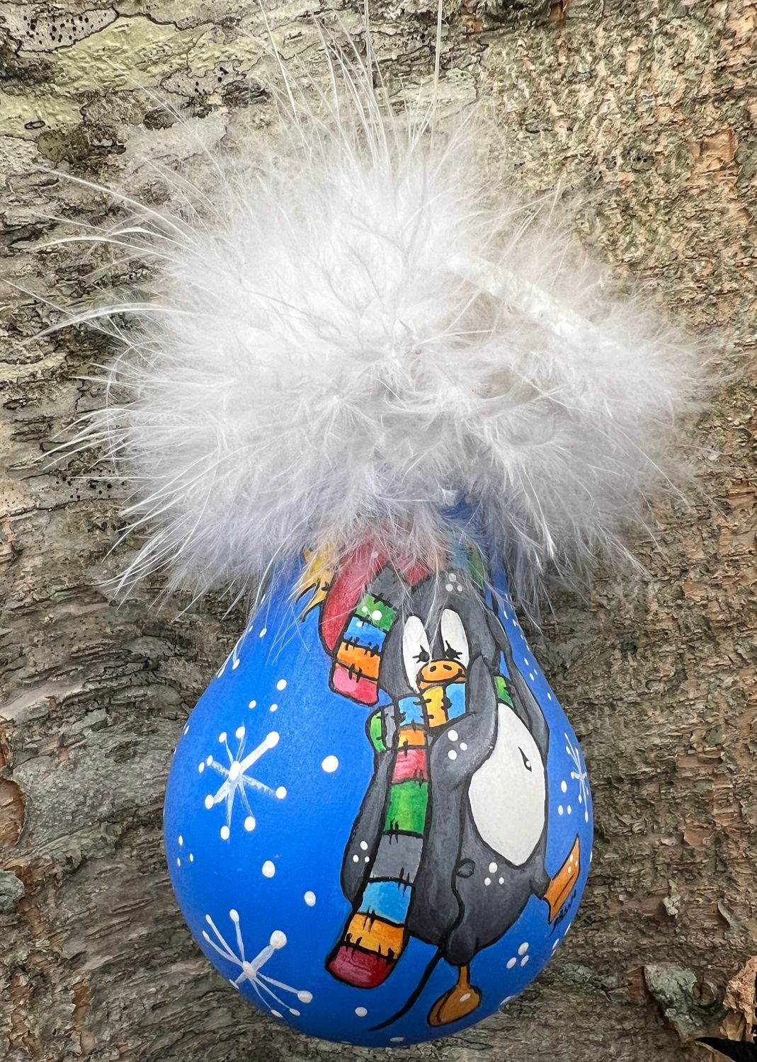 Hand Painted Recycled Lightbulb Ornament