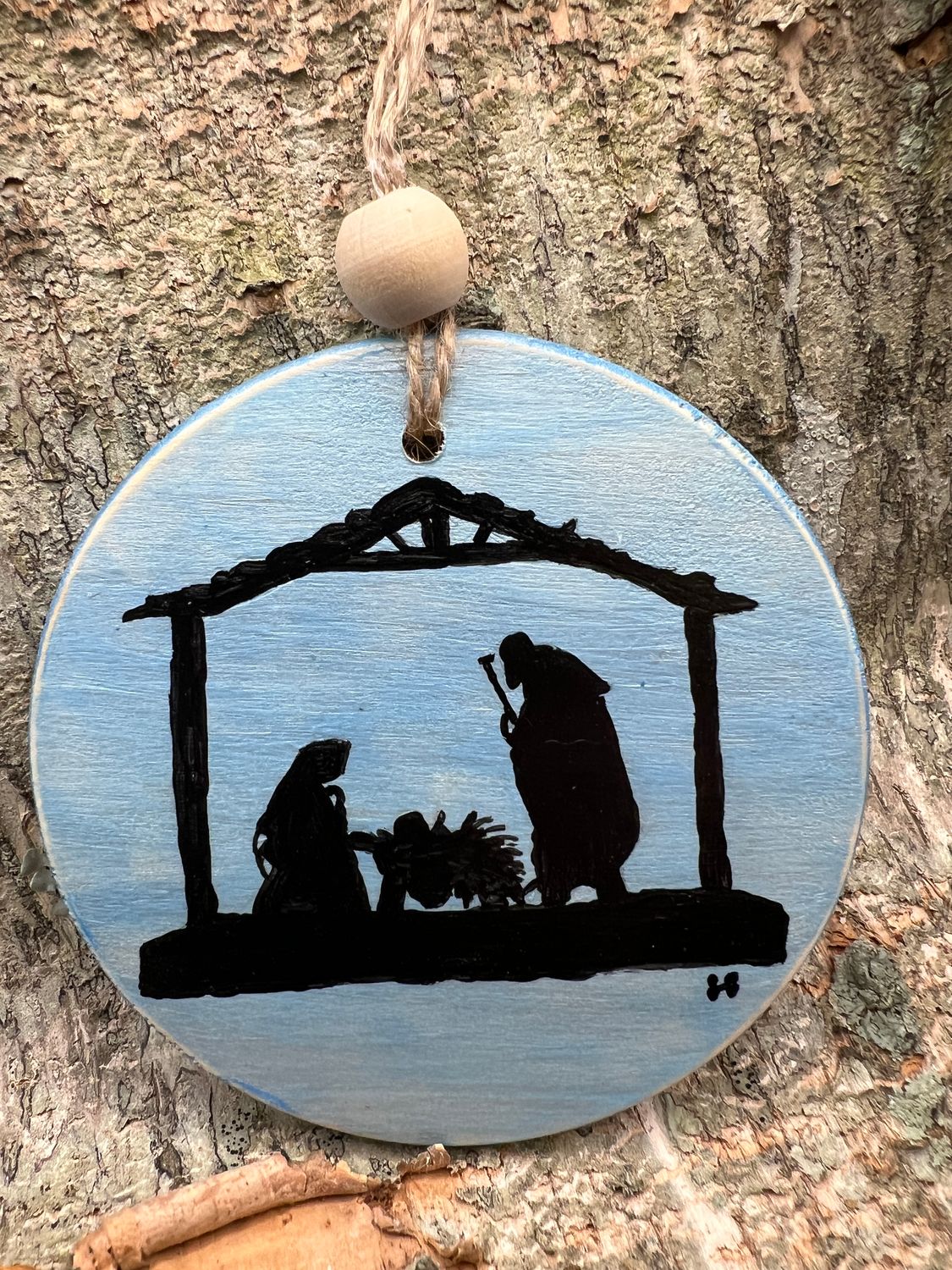 Hand painted 4&quot; disc ornament