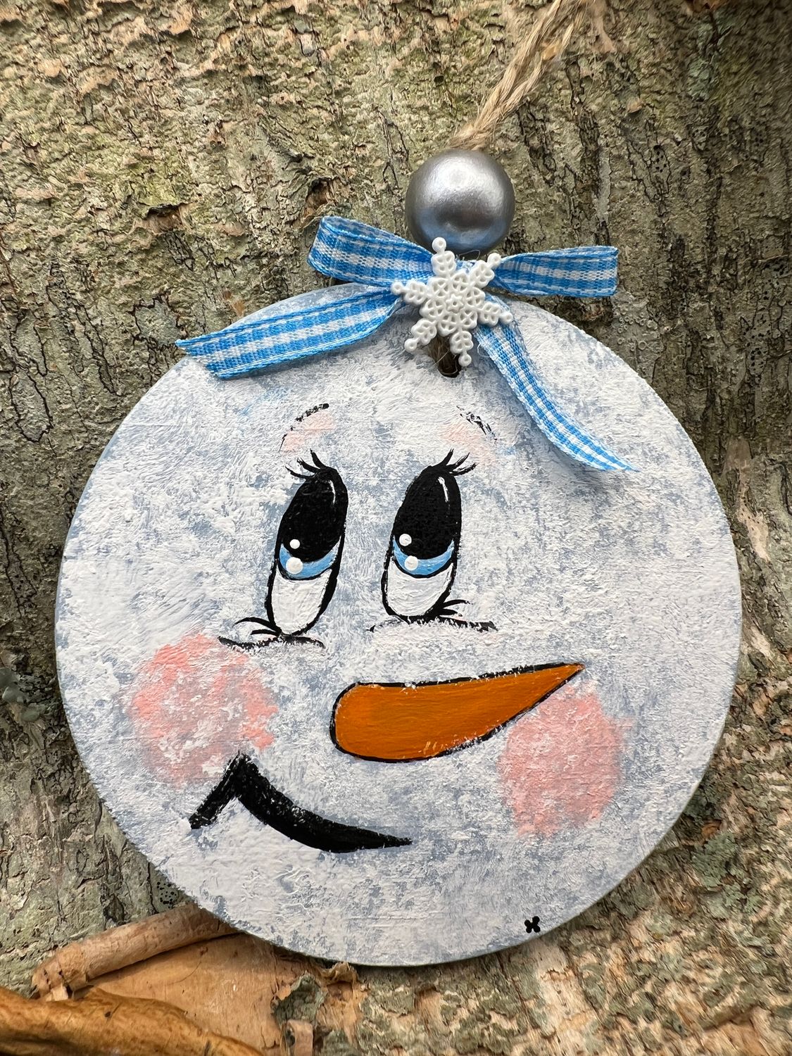 Hand painted 4&quot; disc ornament