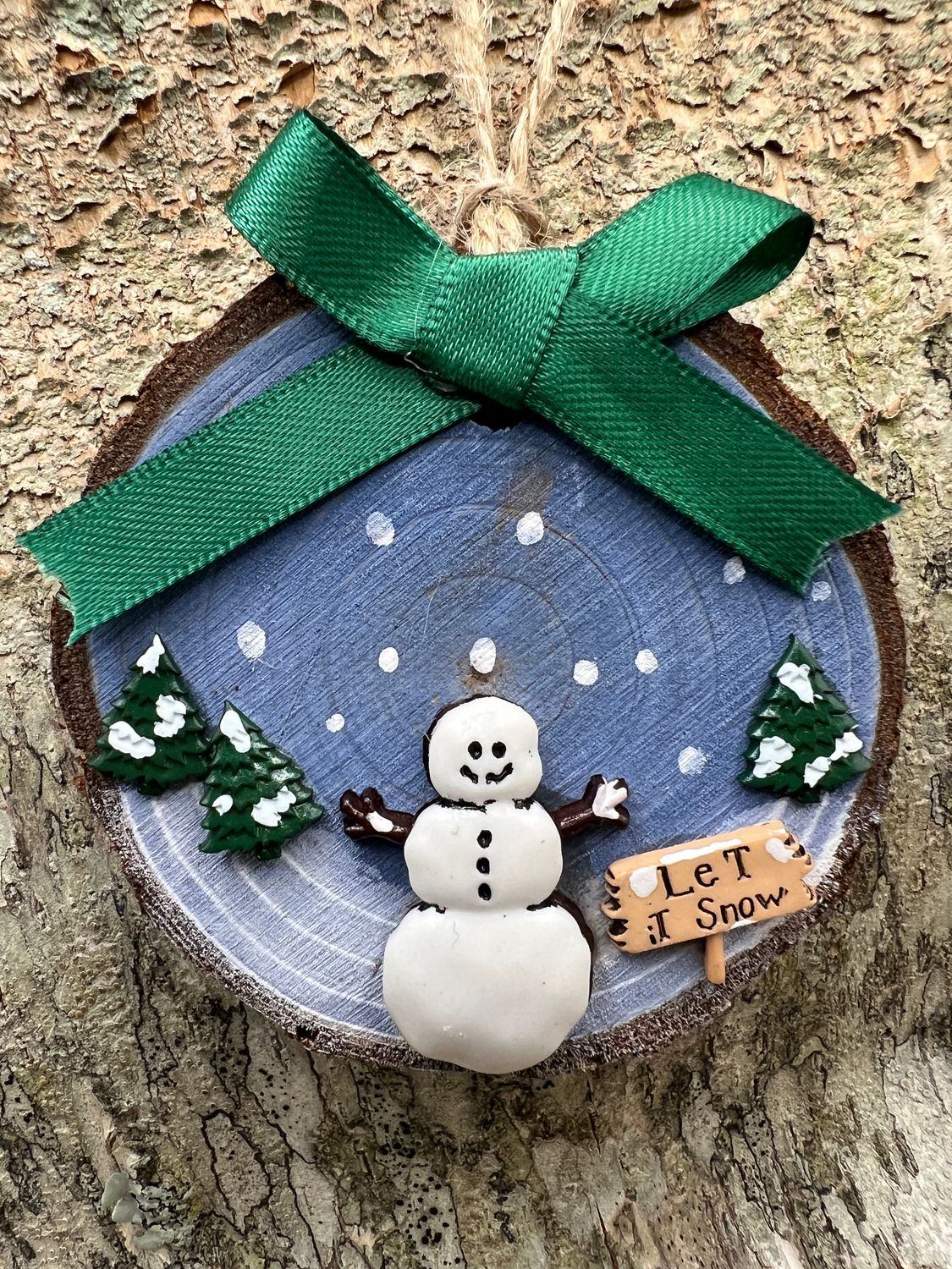 hand painted 3&quot; Wooden Disc Ornament
