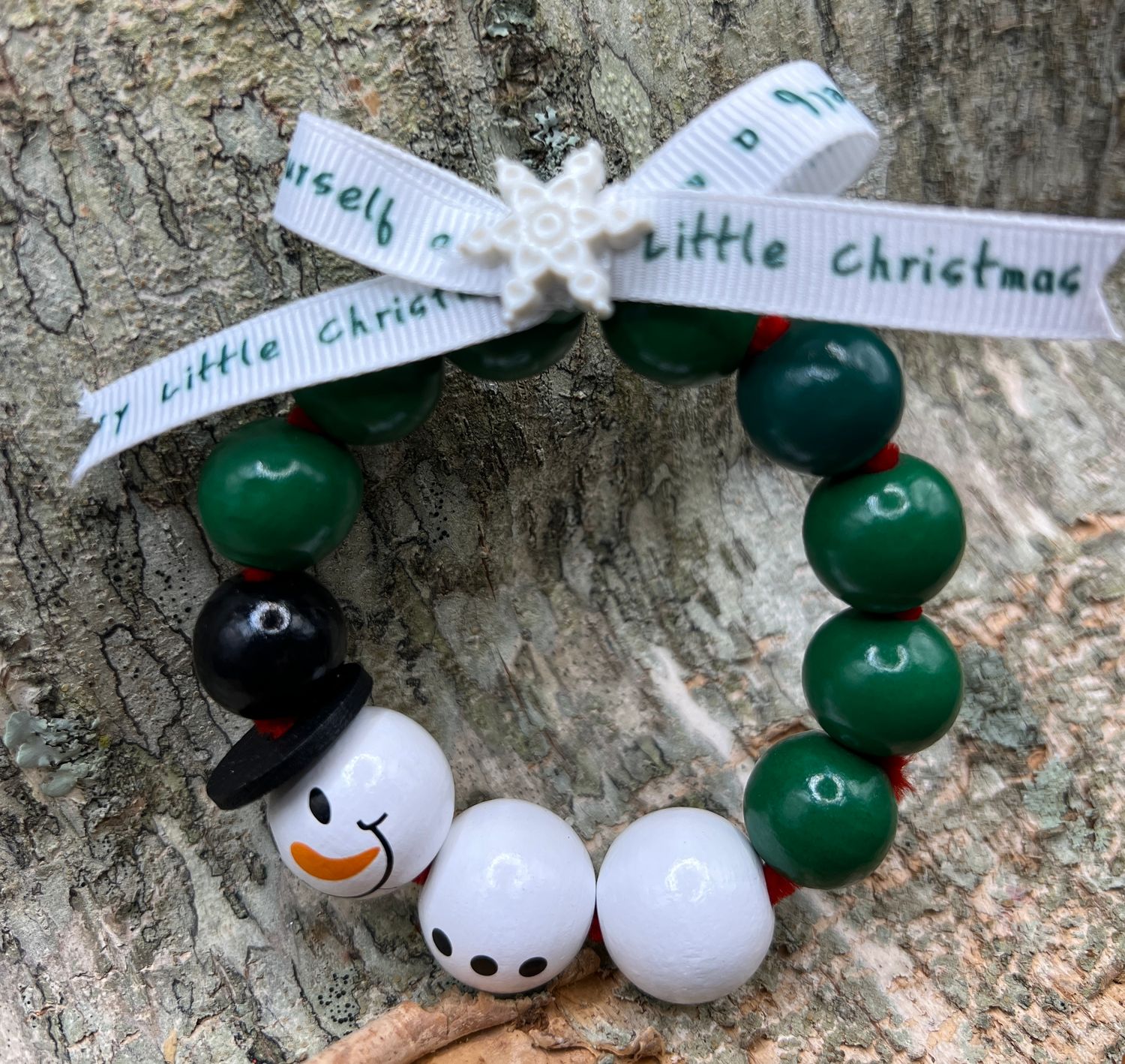 Wooden Bead Wreath Ornament