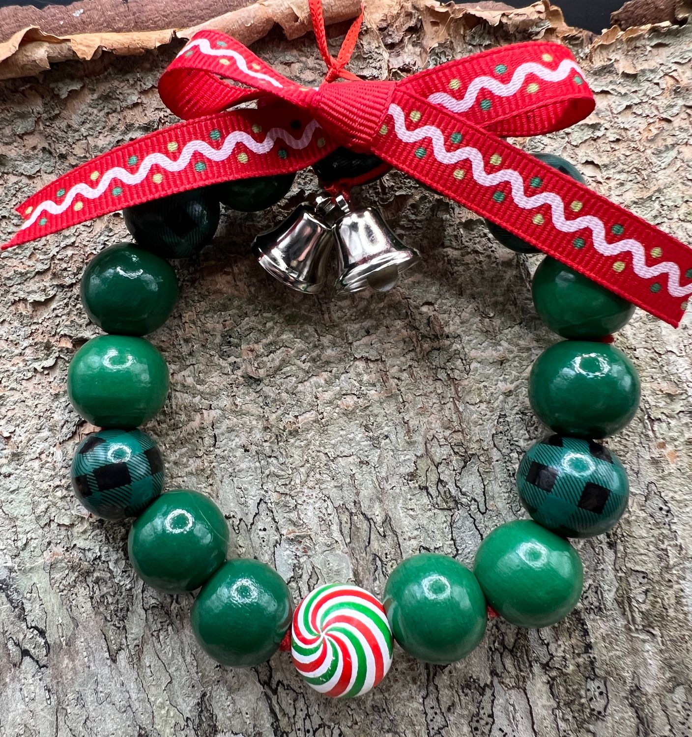 Wooden Bead Wreath Ornament