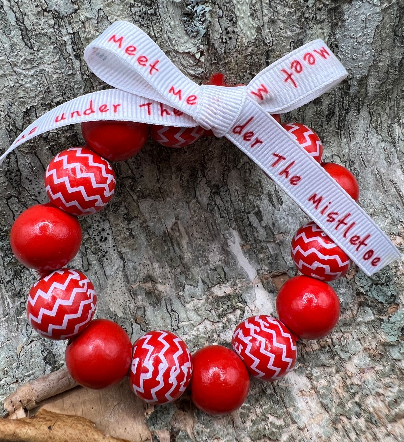 Wooden Bead Wreath Ornament