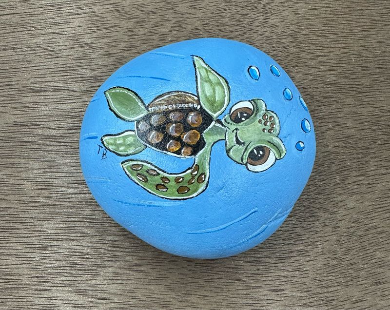 Sea Turtle Painted Rock