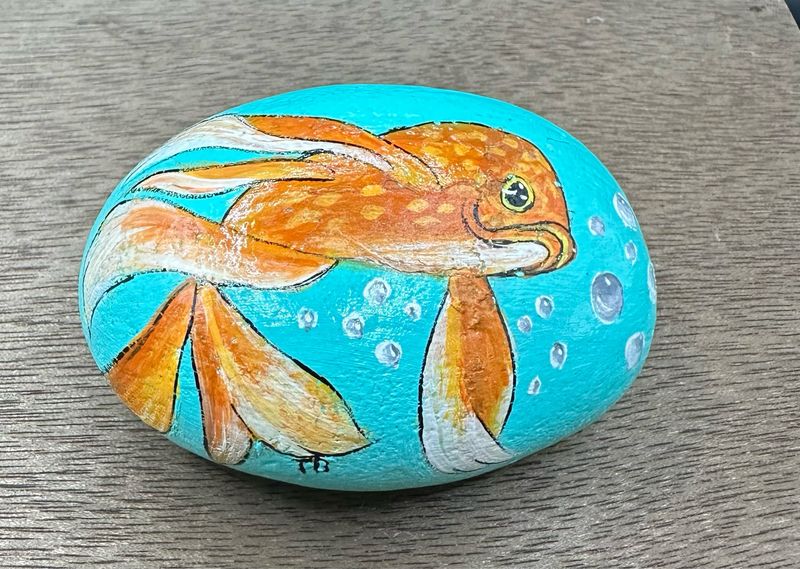 Goldfish Painted Rock
