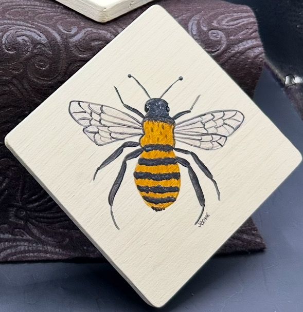 Hand painted Honey Bee Coaster Set