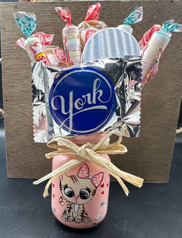 Hand Painted Mason Jar With Candy Bouquet