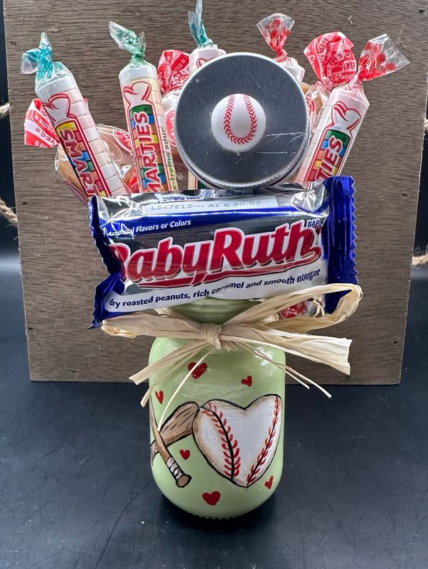 Hand Painted Mason Jar With Candy Bouquet