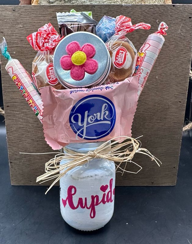 Hand painted Mason Jar Candy bouquet
