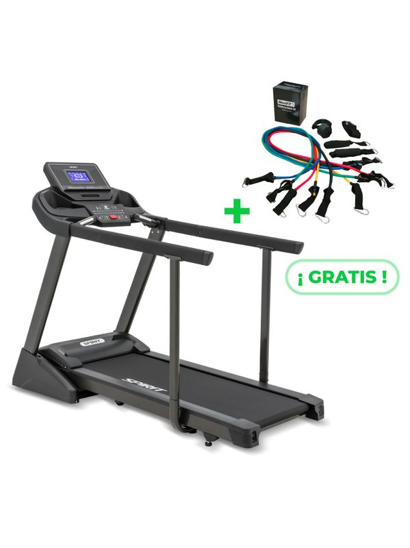 XT185 TROTADORA CON PASAMANOS DE APOYO SPIRIT FITNESS (MOTOR 3.0 HP) + SET DE BANDAS TUBULARES