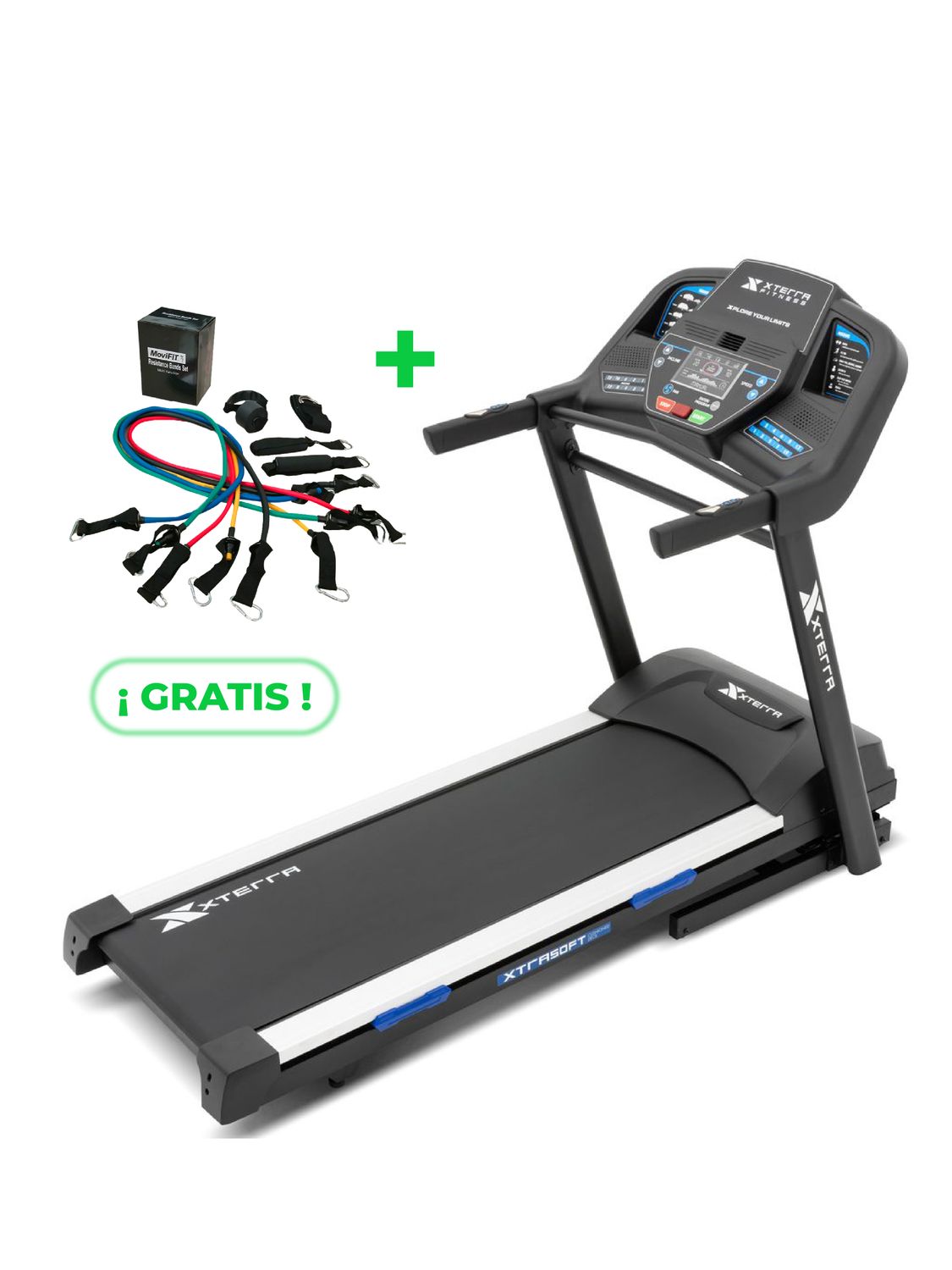 TR85 TROTADORA XTERRA FITNESS (MOTOR 3.5 HP SIN ESCOBILLAS) + SET DE BANDAS TUBULARES