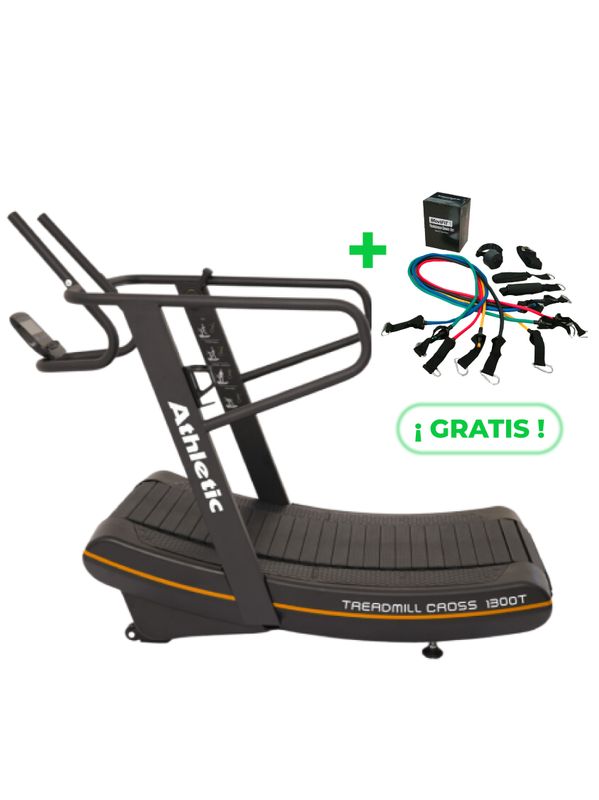 1300T TROTADORA CURVA ATHLETIC PROFESSIONAL CROSS TREADMILL + SET DE BANDAS TUBULARES