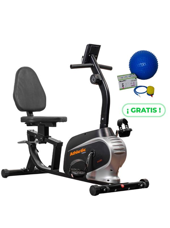 240BH BICICLETA RECLINADA (RECUMBENT) ATHLETIC + BALÓN PILATE PUYAS 55 CM