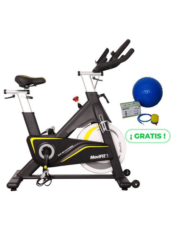 PRO100+ BICICLETA TIPO SPINNING MAGNÉTICA (BLUETOOTH/ZWIFT) MOVIFIT + BALÓN PILATES PUYAS 55 CM