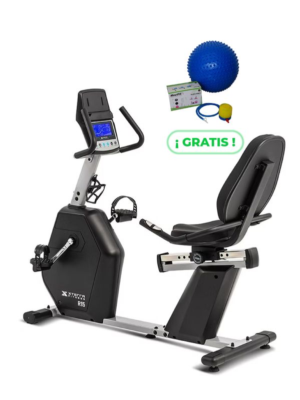 R15 BICICLETA RECUMBENT MAGNÉTICA XTERRA FITNESS + BALÓN PILATES PUYAS 55 CM