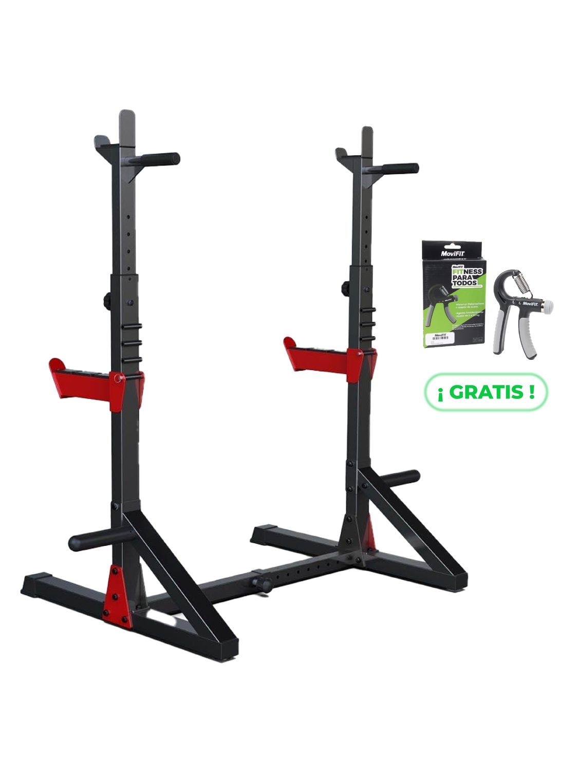 MS-430S SOPORTE DE SENTADILLA Y FONDOS MOVIFIT + GRIP TENSOR DE MANO 5-20 KG