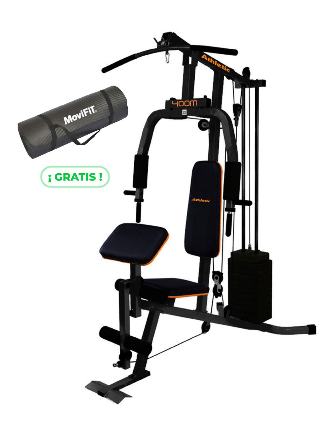 400M MULTIGIMNASIO ATHLETIC + COLCHONETA YOGA NEGRA MOVIFIT