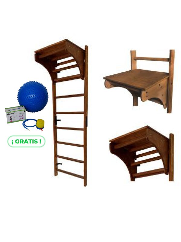 SET DE ESCALERA ESPALDERA SUECA + BALÓN DE PUYAS 55 CM