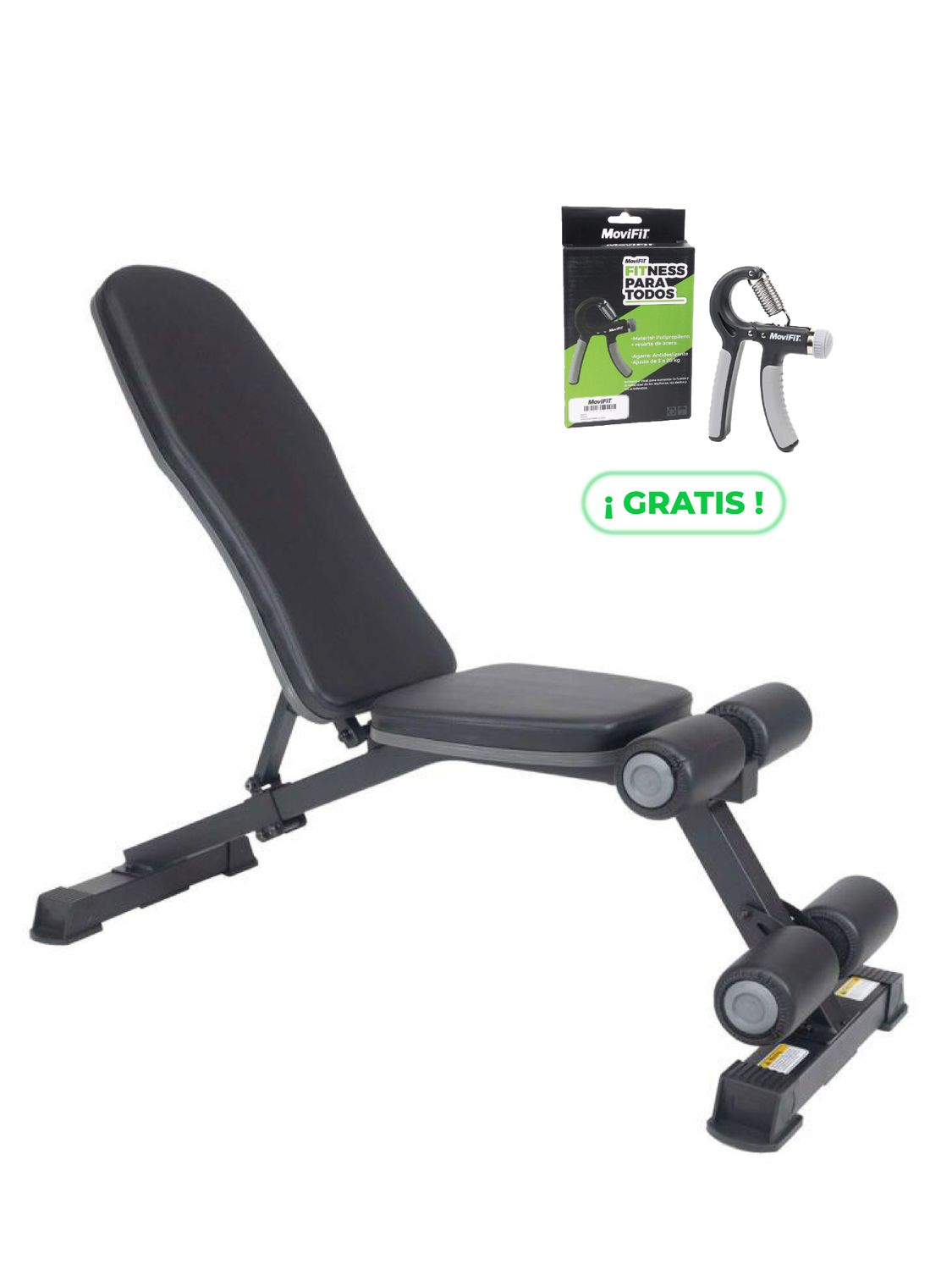 MS-108 BANCO MULTIPOSICIÓN MULTI-EJERCICIOS MOVIFIT + GRIP TENSOR DE MANO 5-20 KG