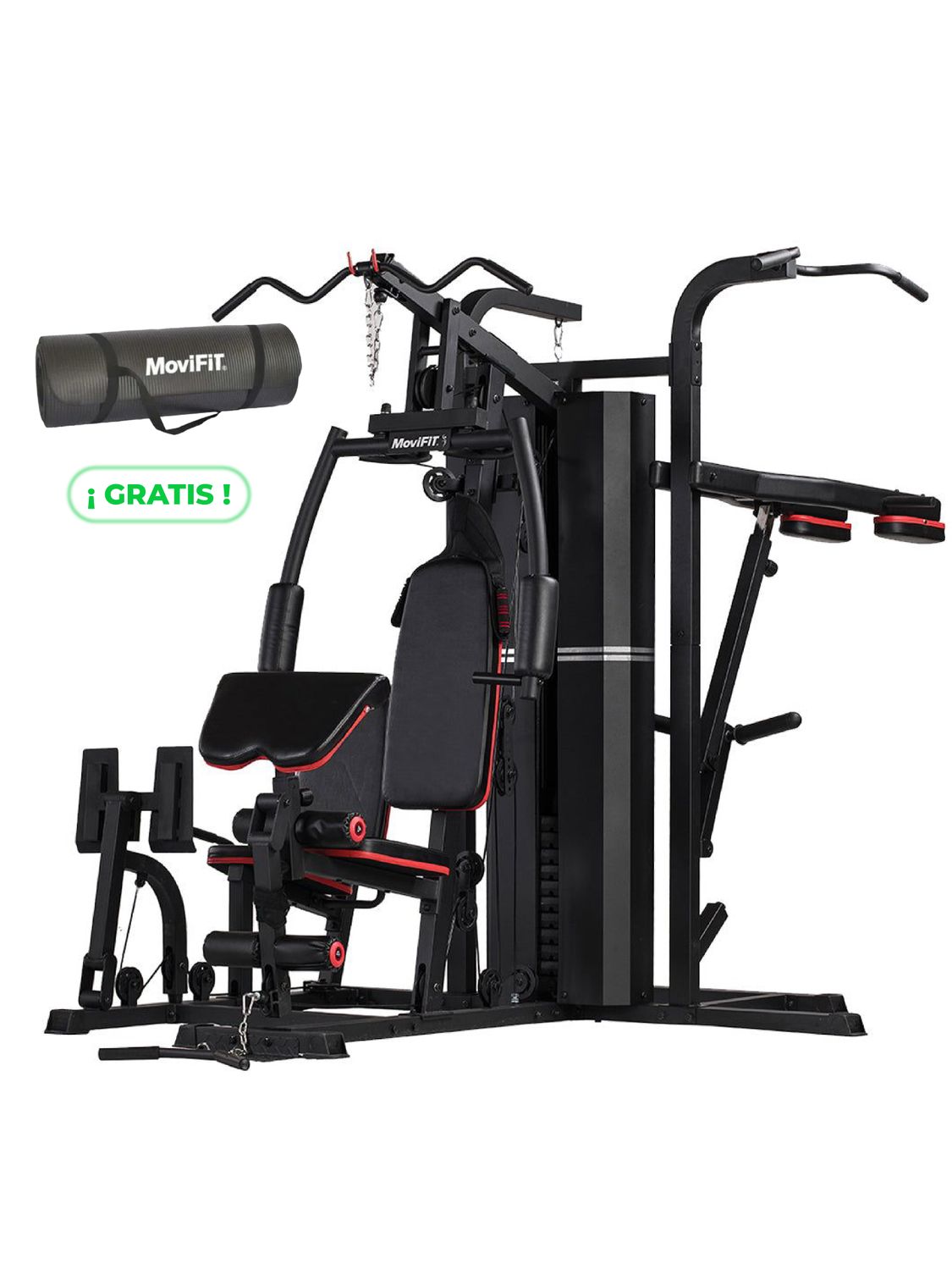 MS-642S MULTIGIMNASIO MOVIFIT 4 ESTACIONES + COLCHONETA DE YOGA NEGRO
