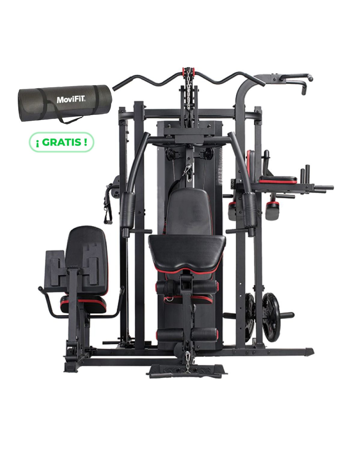 MS-651S MULTIGIMNASIO MOVIFIT 5 ESTACIONES + COLCHONETA DE YOGA NEGRO
