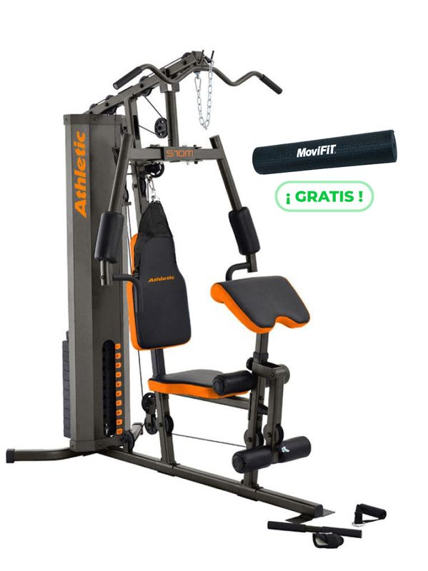 510M MULTIGIMNASIO ATHLETIC 1 ESTACIÓN, 1 TORRE DE PESAS DE 150 LBS + COLCHONETA DE YOGA NEGRA
