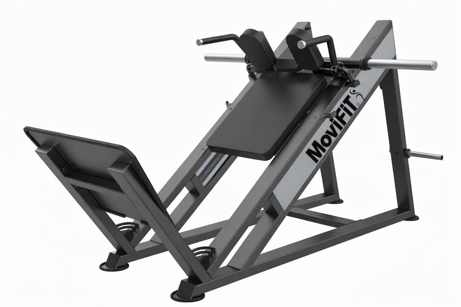 MOV-657 (U3057) HACKA PARA PIERNAS INCLINADA 45º SISTEMA DE RUEDAS (HACK SQUAT) CARGA CON DISCOS MOVIFIT