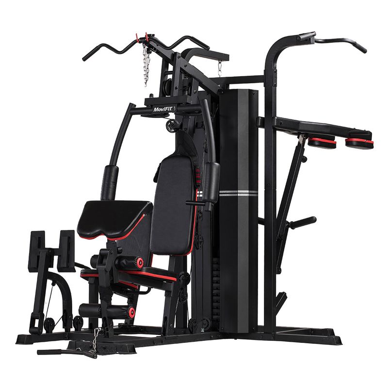 Multigimnasio Premium MS642 4 Estaciones, Prensa Piernas, Bolsa Boxeo, Sentadillas y 72 Kg