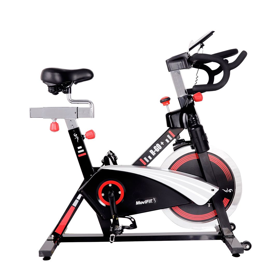 Bicicleta Spinning R-GO+ Volante 18 Kg, Tracción Banda, Resistencia Magnética Premium