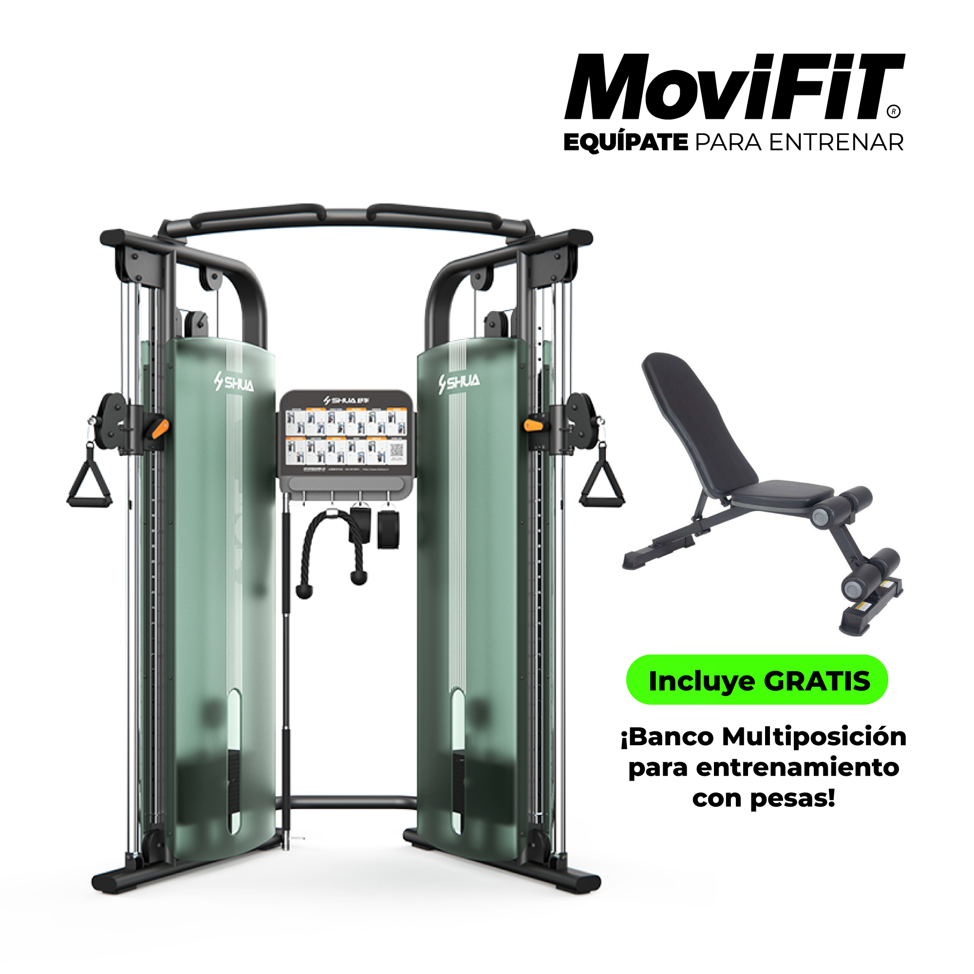SH-G698 POLEA DUAL / CROSSOVER COMPACTO INSTITUCIONAL SHUA FITNESS