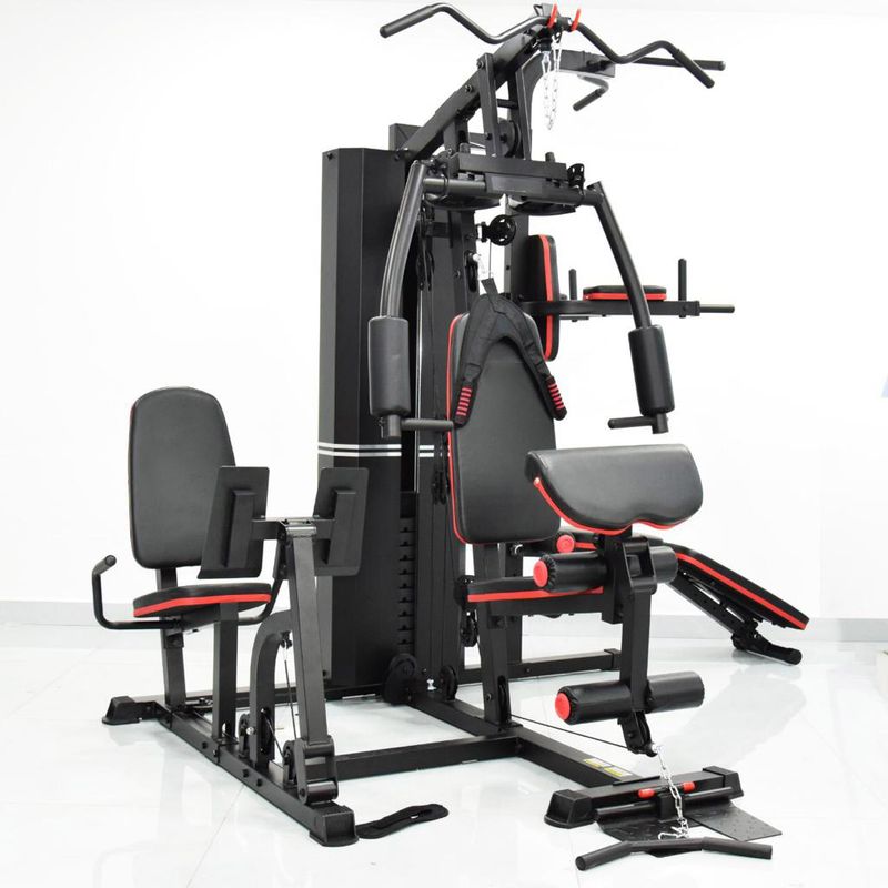 Multigimnasio Premium MS632 3 Estaciones, Prensa Piernas, Torre 72 Kg/159 Lbs, Accesorios