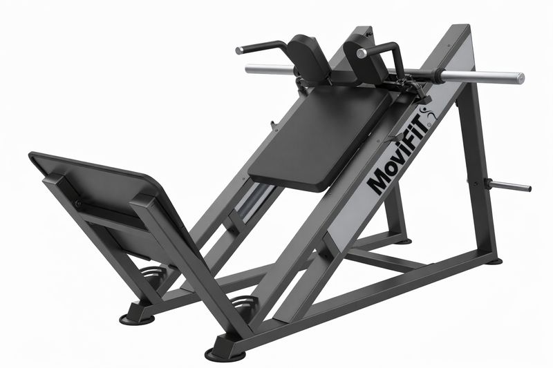 Sentadilla Hack Up 45° (Hack Squat) MOV-657 (U3057)  con Sistema de Ruedas Profesional, Carga con discos
