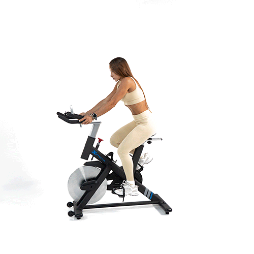 Bicicleta de Spinning MB550 con 4 Sistemas de Multiposición, Consola Inalámbrica, Uso Residencial e Institucional