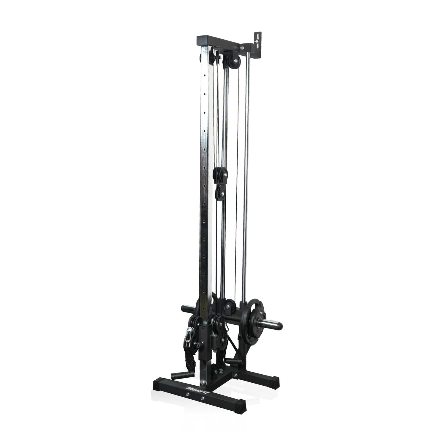 COMBO Polea Ajustable para Pared + Disco Olimpico 10 Kg Encauchetado 3 Agarres GRATIS: Adaptación Triceps con Tope Metálico